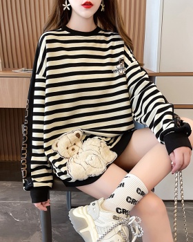 Stripe niche spring and autumn thin hoodie for women