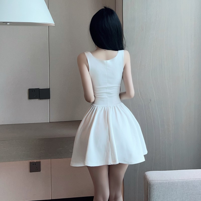 Sleeveless big skirt elasticity dress for women