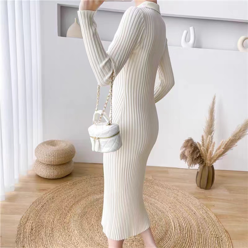 Long dress bottoming sweater dress for women