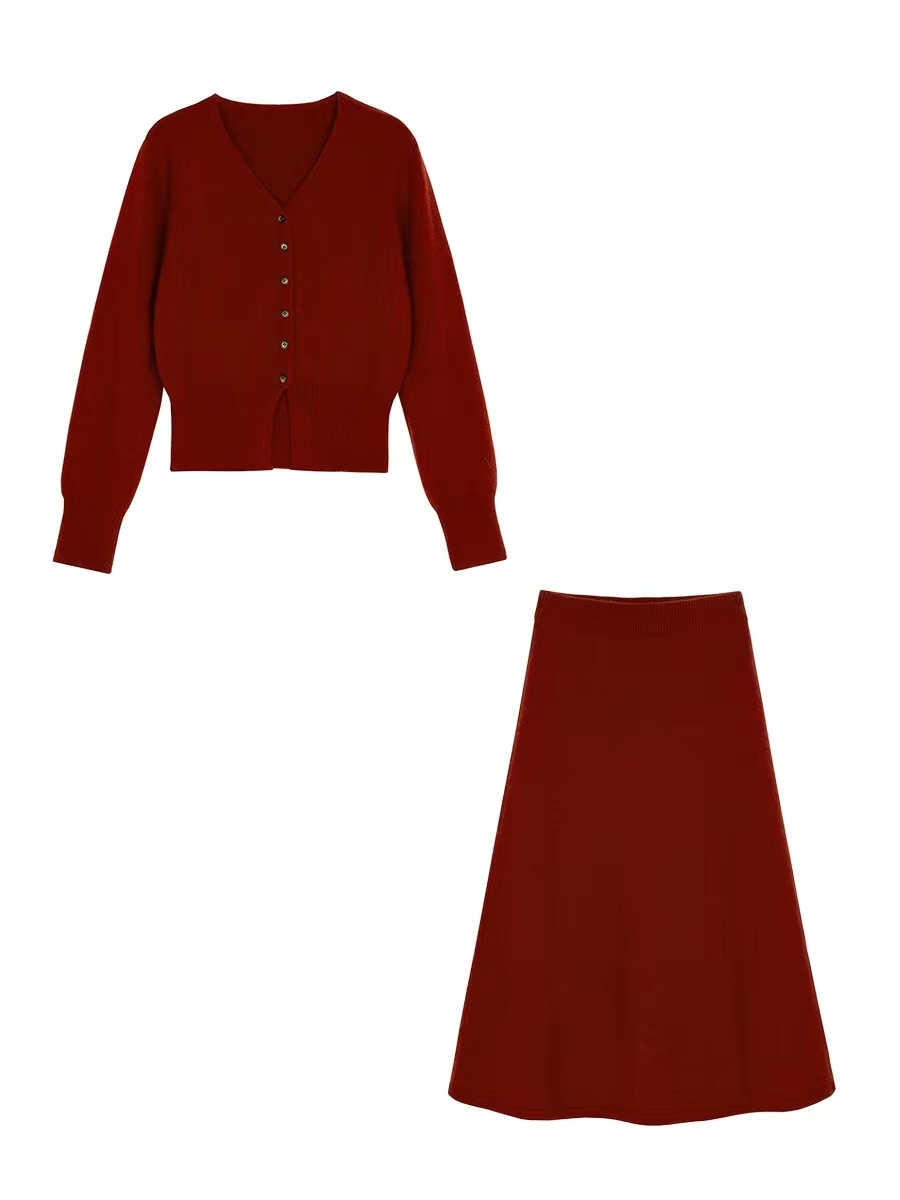 Retro split skirt France style cardigan for women