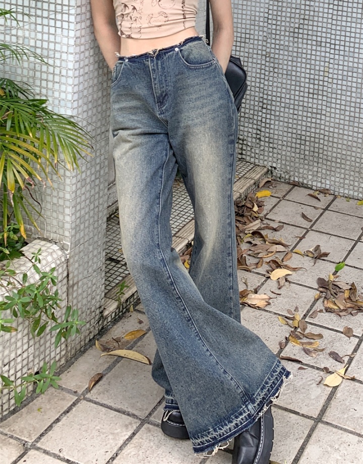 Burr micro speaker mopping low-waist retro jeans