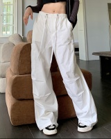 Washed Casual summer pants white breathable cotton work pants