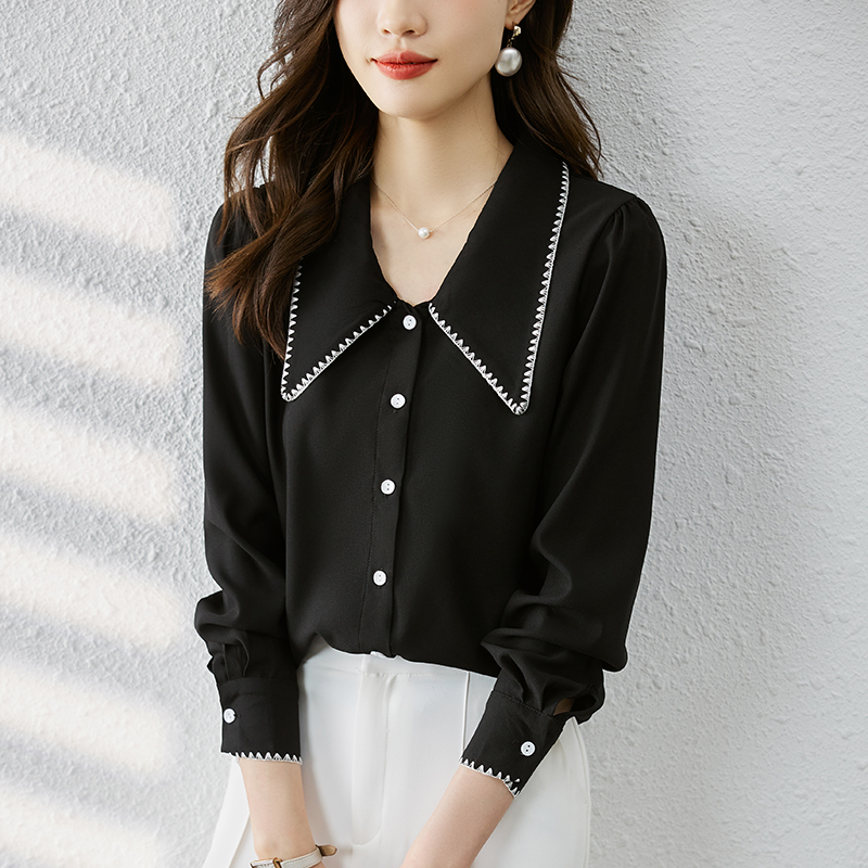 Doll collar tops Korean style shirt for women