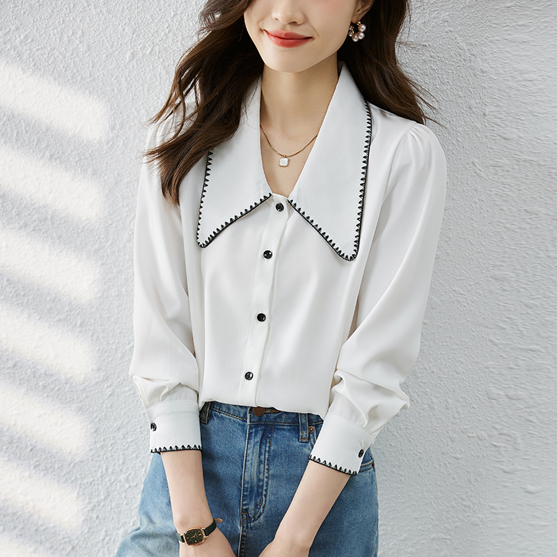 Doll collar tops Korean style shirt for women