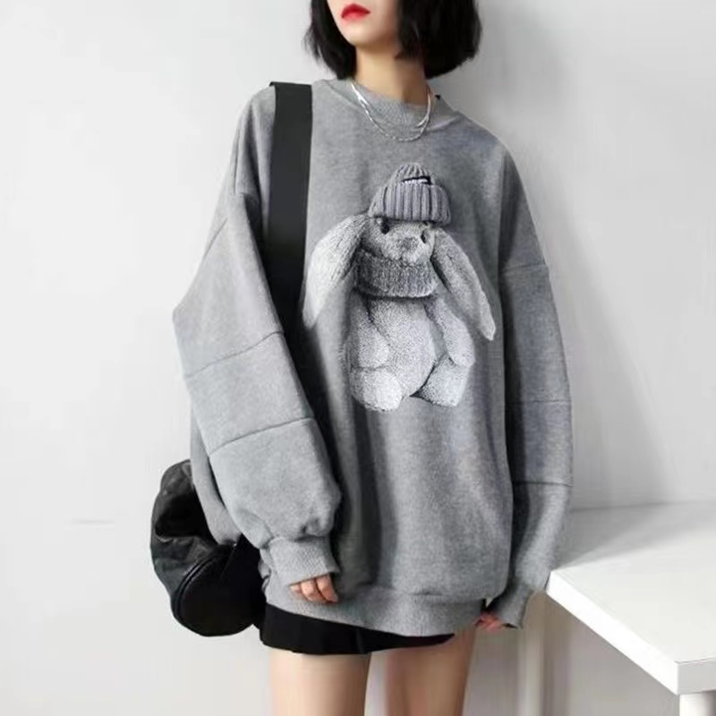 Autumn and winter thick hoodie plus velvet tops for women