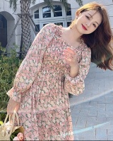 Floral chiffon France style bubble summer dress for women