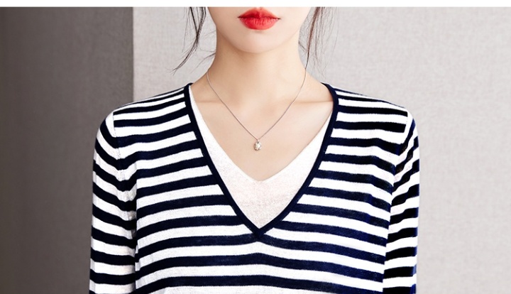 Western style knitted tops V-neck bottoming small shirt