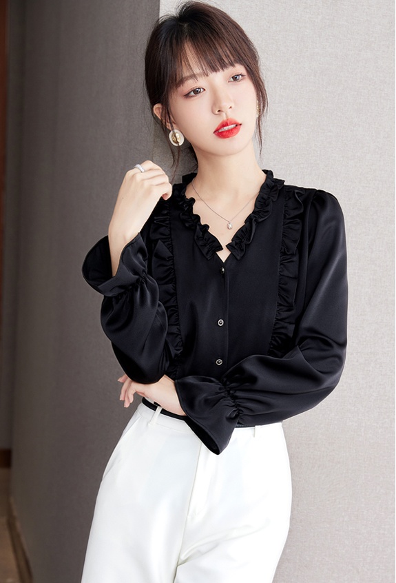 Long sleeve France style shirt court style tops