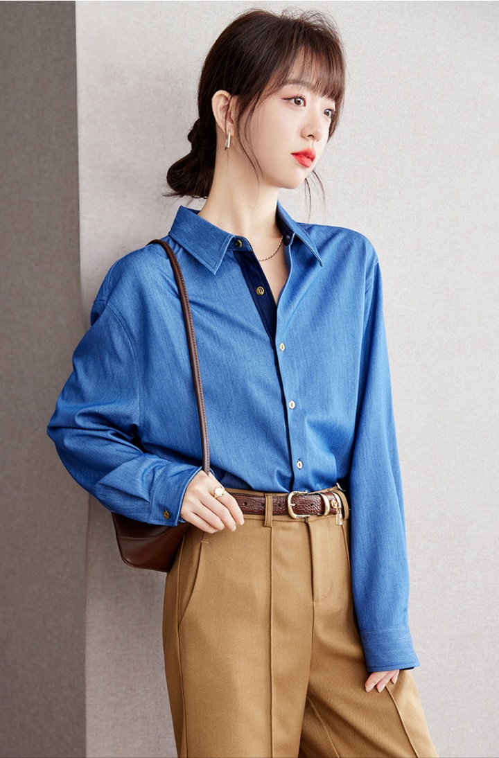 Loose long sleeve autumn shirt niche retro tops for women