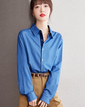 Loose long sleeve autumn shirt niche retro tops for women