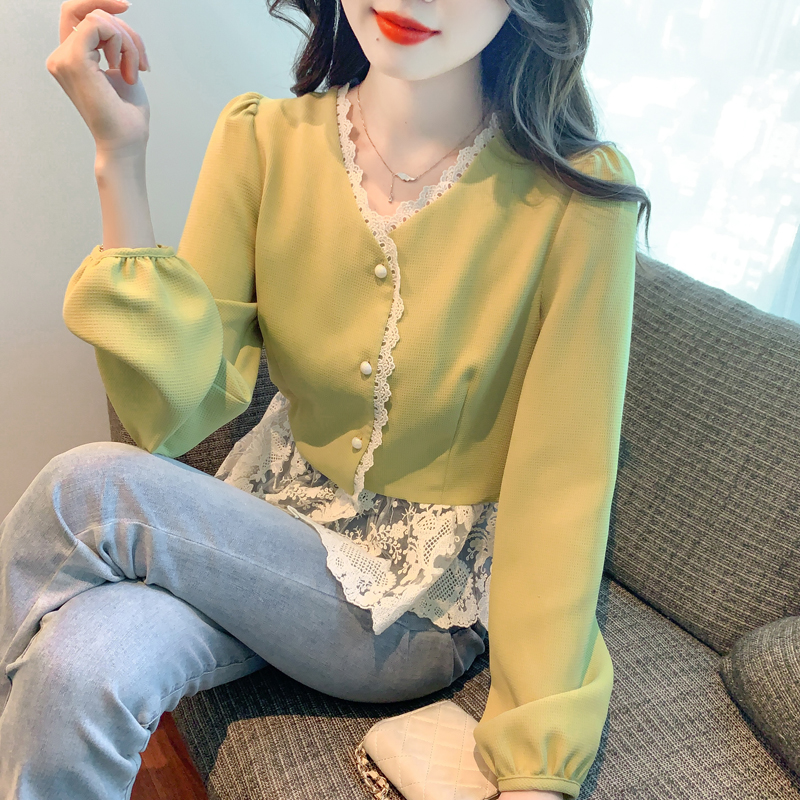 Western style niche small shirt lace tops for women