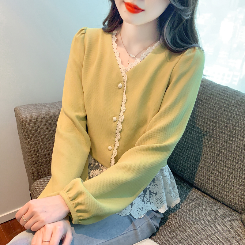 Western style niche small shirt lace tops for women