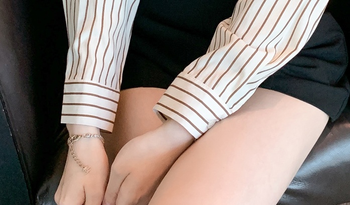Chiffon long sleeve tops autumn stripe shirt