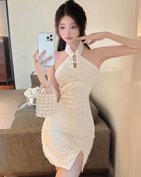 Slim strapless dress retro halter cheongsam