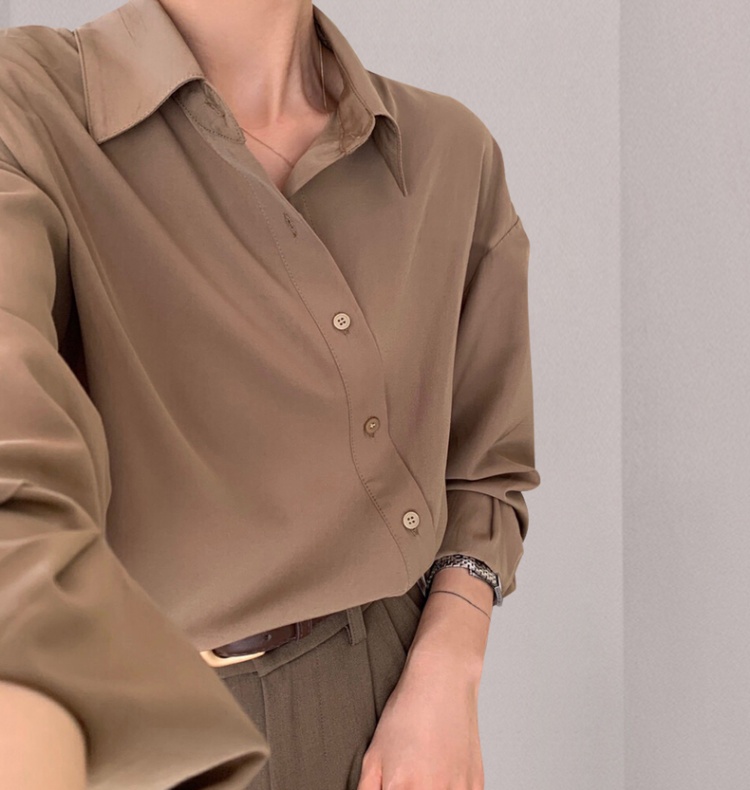 Niche unique oblique buckle long sleeve shirt for women