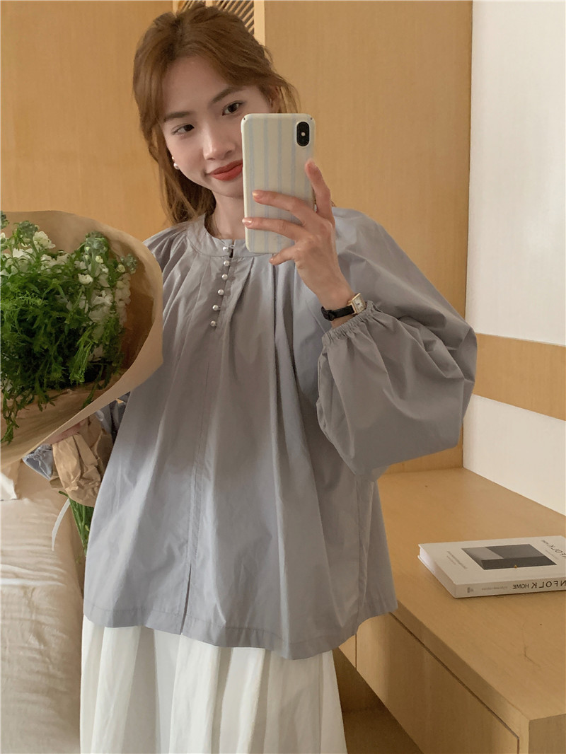 Korean style France style long sleeve pullover shirt