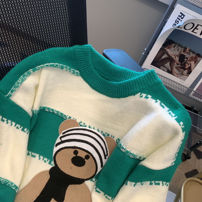 Niche knitted sweater stripe lazy coat