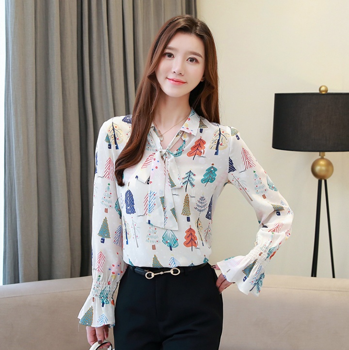 Long sleeve autumn tops printing shirt for women