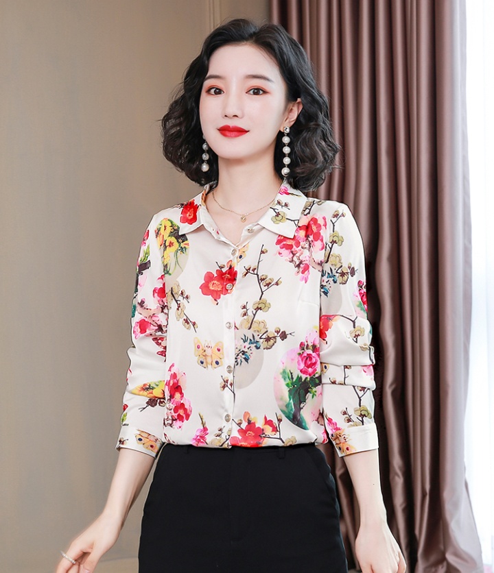 Autumn silk tops Western style fashion small shirt
