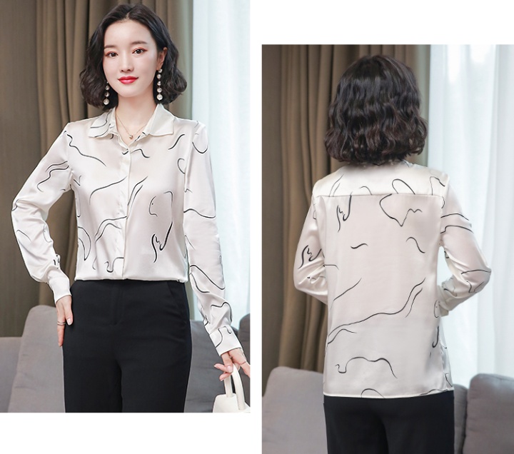 Silk real silk shirt slim long sleeve tops for women