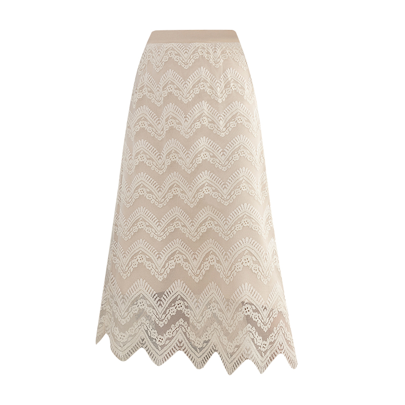 Lace knitted skirt high waist long dress