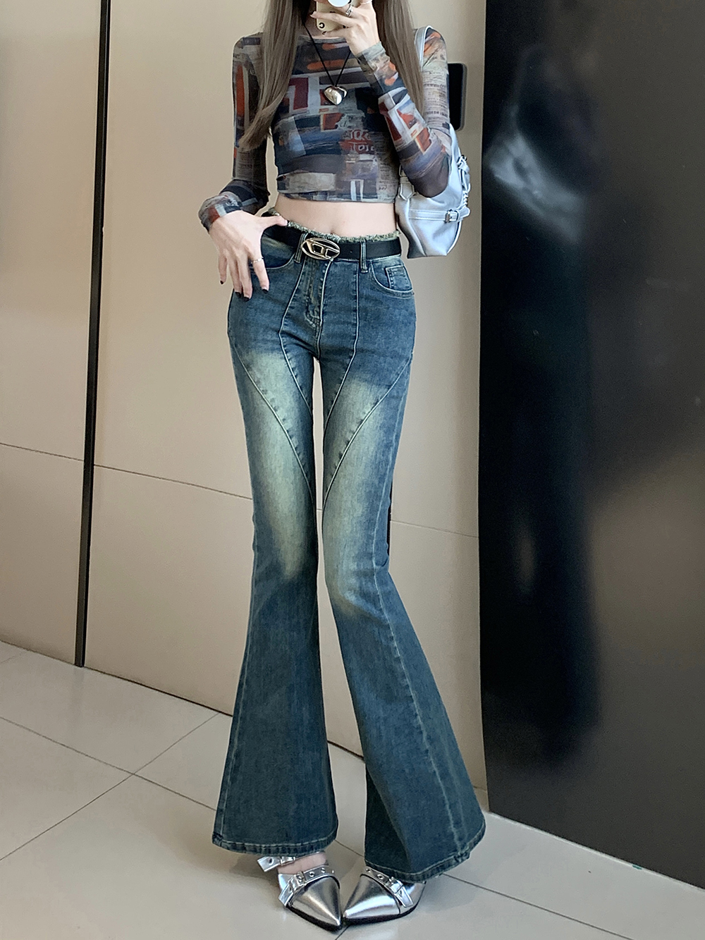 Mopping slim jeans micro speaker long pants for women