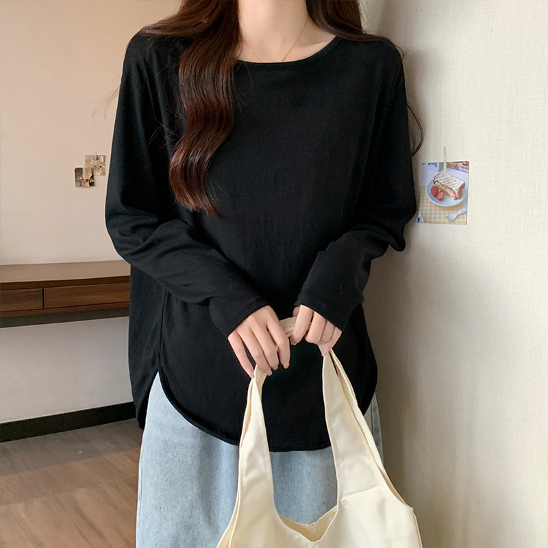 Cotton thin T-shirt spring and autumn tops for women