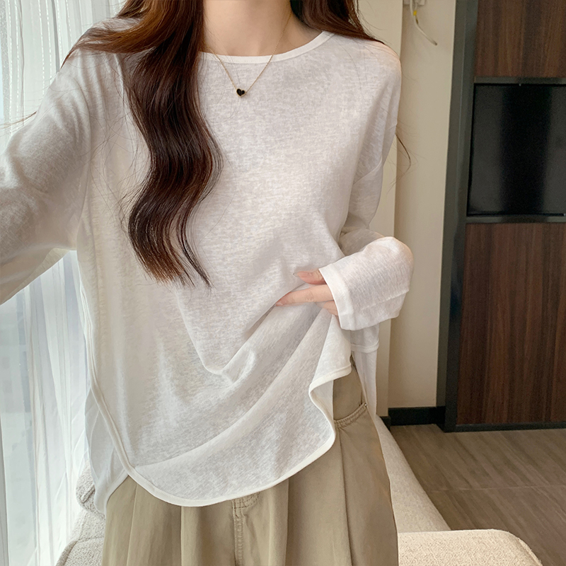 Cotton thin T-shirt spring and autumn tops for women