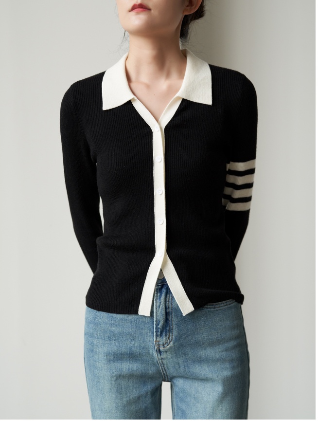 Slim France style tops knitted cardigan for women