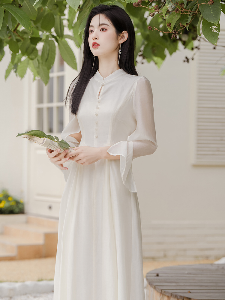 Temperament waistcoat Chinese style dress 2pcs set