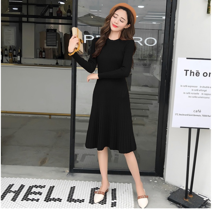 Fashion slim long sleeve Korean style long lady bottoming dress