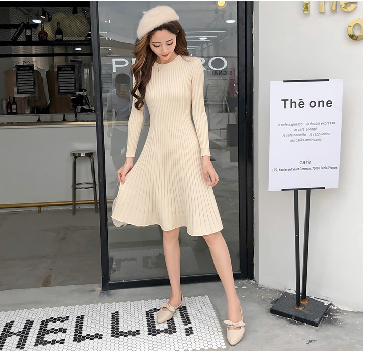 Fashion slim long sleeve Korean style long lady bottoming dress