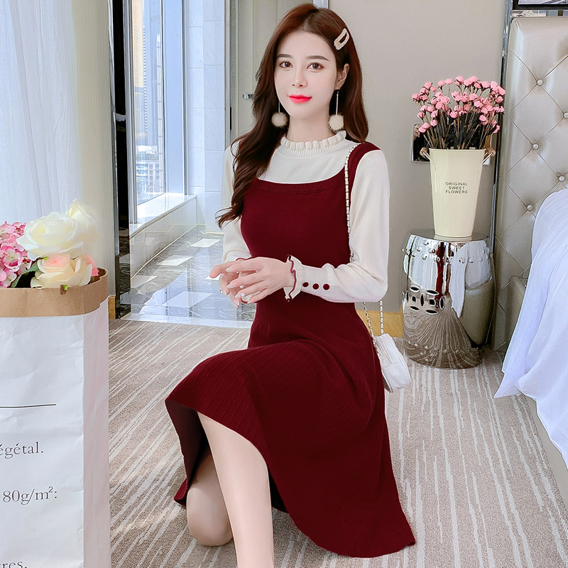 Temperament fashion and elegant sweater Korean style dress