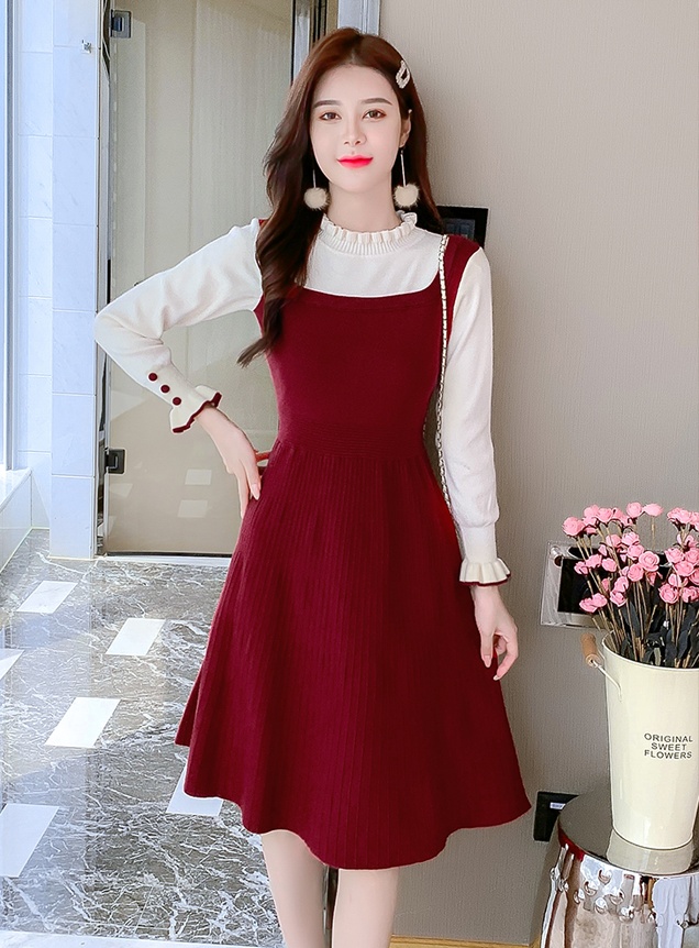 Temperament fashion and elegant sweater Korean style dress