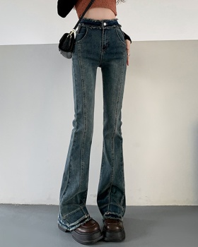 Autumn high waist micro speaker jeans tight retro burr pants