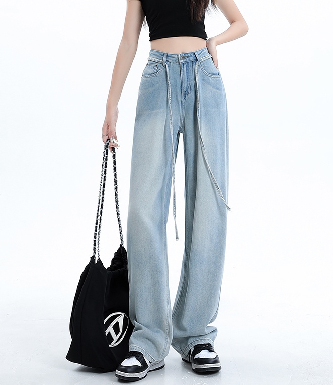 High waist retro jeans Korean style long pants for women