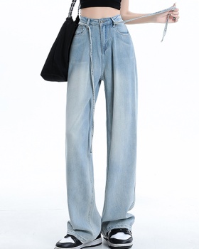High waist retro jeans Korean style long pants for women