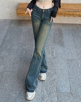 Embroidery jeans mixed colors flare pants for women