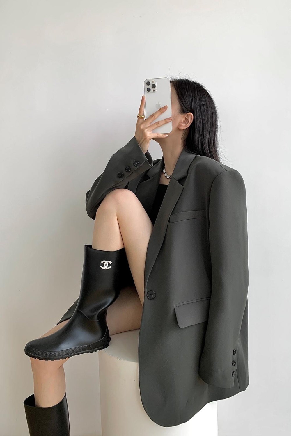 Casual business suit black coat for women