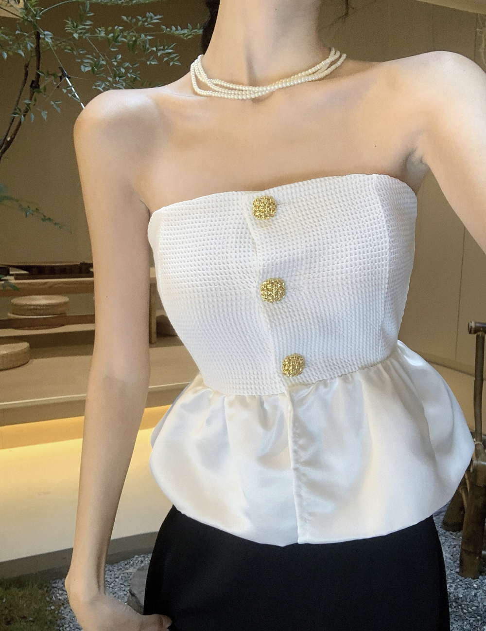 Gold buckle fashion and elegant tops for women