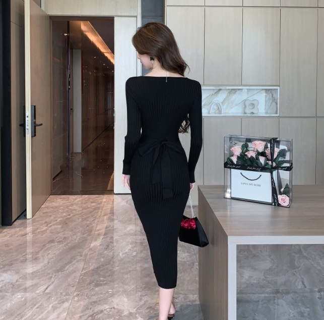 Bottoming temperament knitted slim dress for women