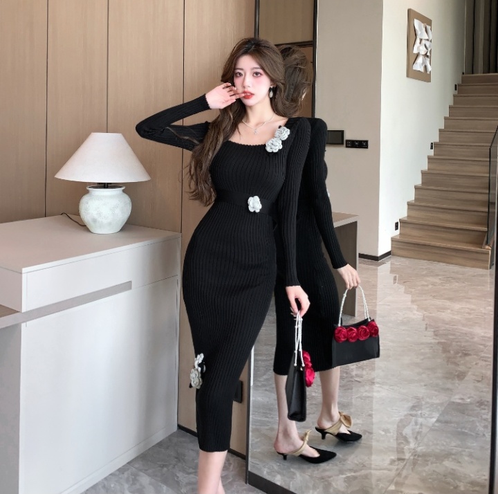 Bottoming temperament knitted slim dress for women