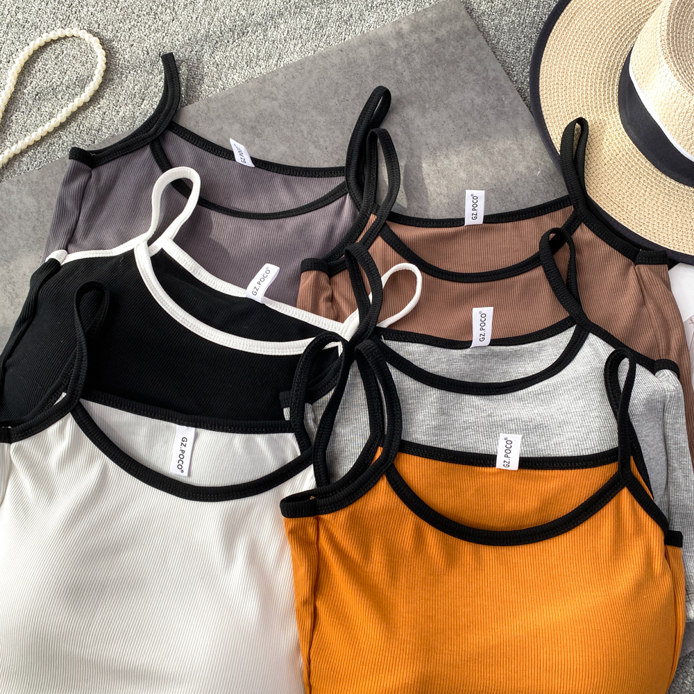 Summer short tops wears outside sling vest for women