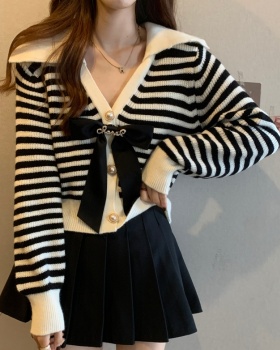 Bow V-neck sweater short small cardigan for women