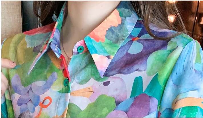 Printing tops long sleeve chiffon shirt for women