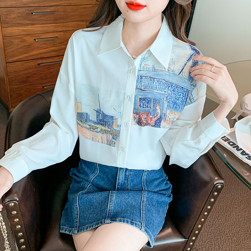 Autumn loose tops all-match personality shirt for women