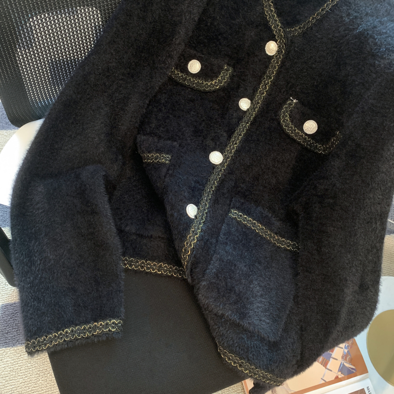 Fashion and elegant knitted cardigan mink velvet coat for women