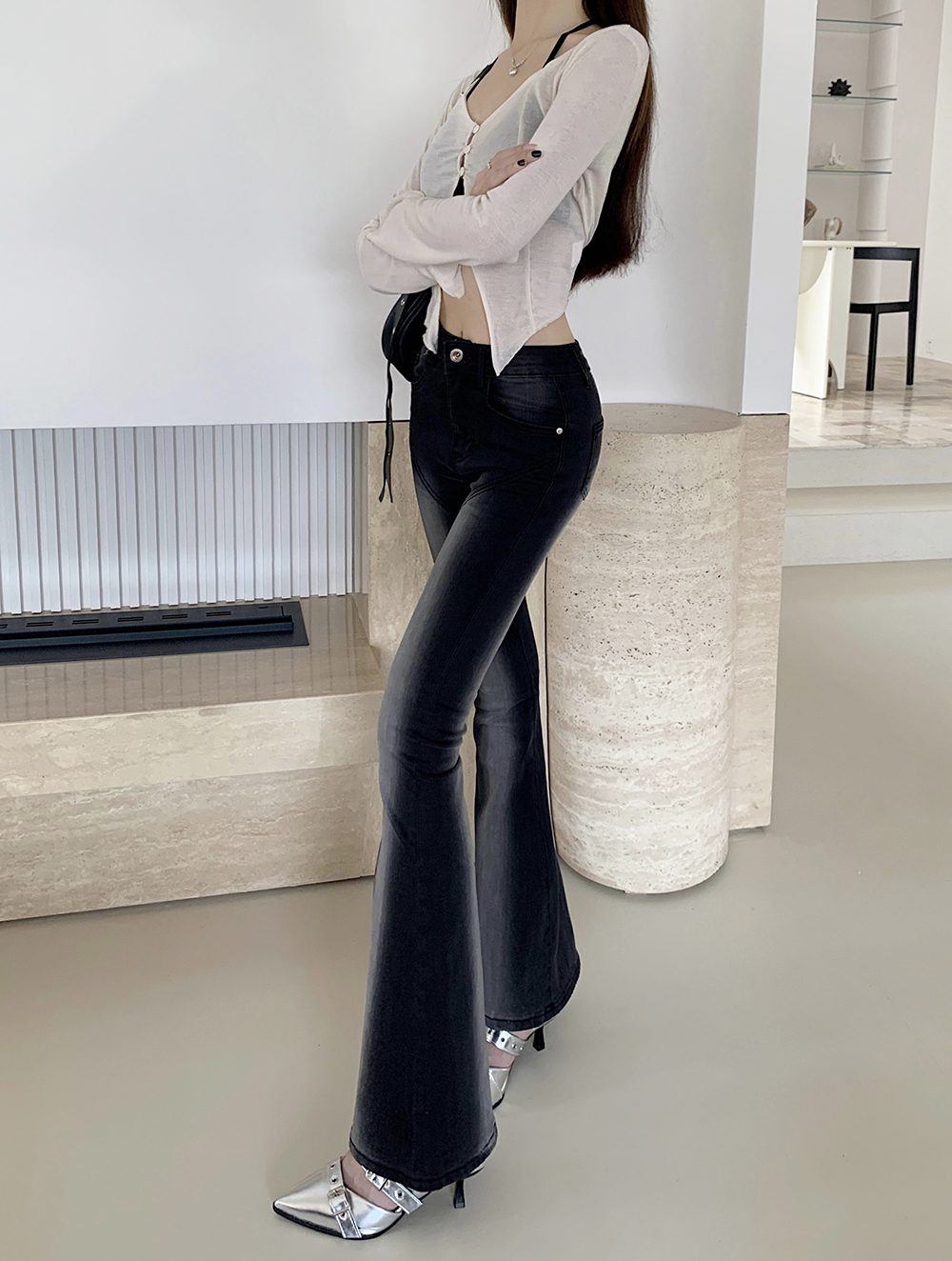 Elasticity mopping jeans slim long pants for women