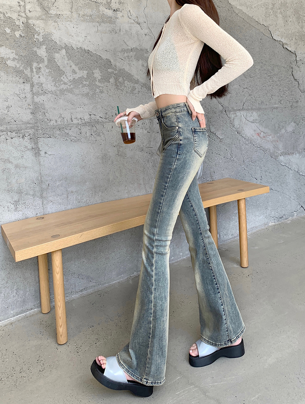 Elasticity mopping jeans slim long pants for women