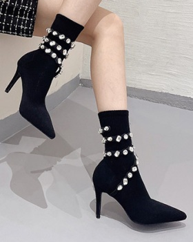 Black boots European style ankle boots for women